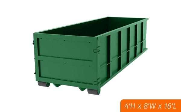 a fifteen yard dumpster can hold up to 15 cubic yards of waste